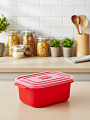 Контейнер пищевой пластик, 1 л, 18.5х12.5х8 см, красный, прямоугольный, с клапаном, DDStyle, 31202