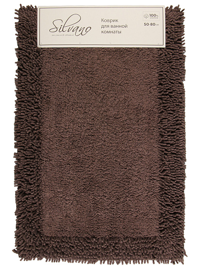 Коврик для ванной, 0.5х0.8 м, хлопок, шоколад, Silvano, Лиона