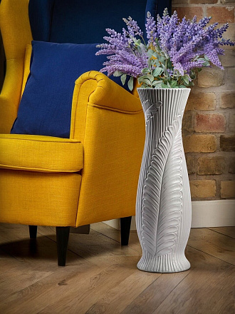 Ваза для сухоцветов керамика, напольная, 60 см, Лист, Y4-7264, белая