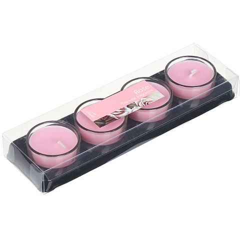 Свеча декоративная, 4.5х2.5 см, в подсвечнике, 4 шт, розовая, стекло, 10195911