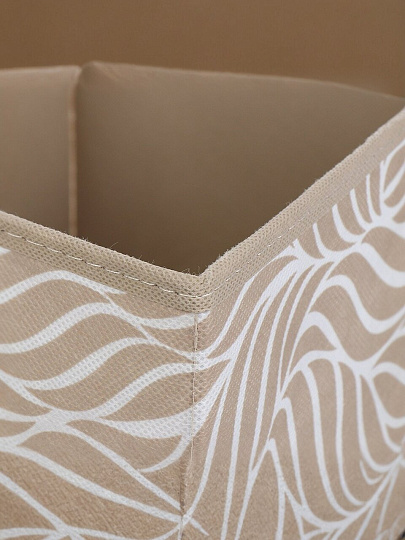 Коробка для хранения, с крышкой, 30х25х40 см, бежевая, Листья, UC-211