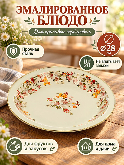 Блюдо эмалированная сталь, 28 см, Y4-14126