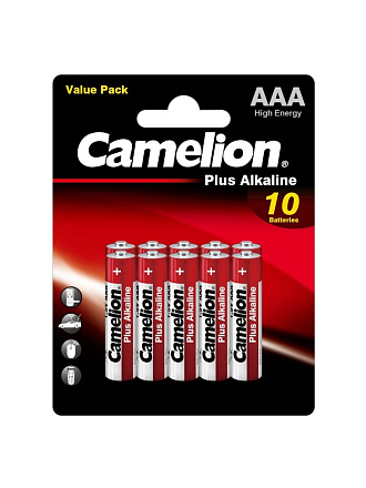 Батарейка Camelion, ААА (LR03, 24A), Alkaline Plus, щелочная, 1.5 В, блистер, 10 шт, 14853