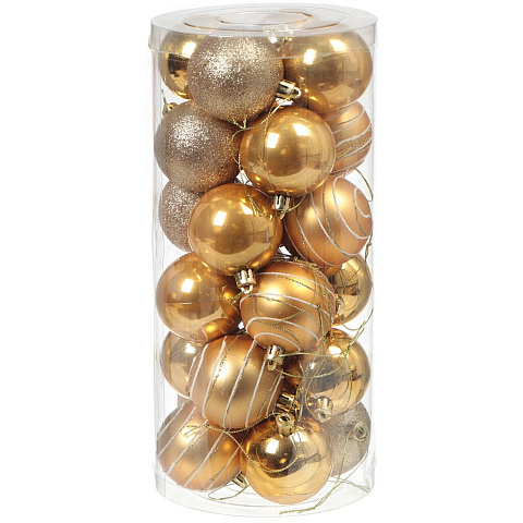 Елочный шар 24 шт, золотой, 7 см, пластик, SY18CBB-79