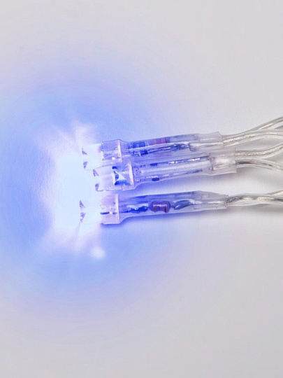 Бахрома светодиодная 200 ламп, 3х0.7 м, 8 режимов, Бахрома, Uniel, свет синий, прозрачная, с контроллером, в помещении, сетевая, IP20, ULD-B3010-200/DTA BLUE IP20