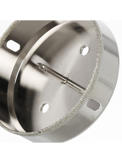 Коронка алмазная, по керамограниту и керамике, Росомаха, диаметр 100 мм, цилиндрический хвостовик, с центрирующим сверлом, 723100