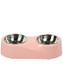Миска для животных Y4-11417, металл, пластик, белый, розовый, двойная - фото 3