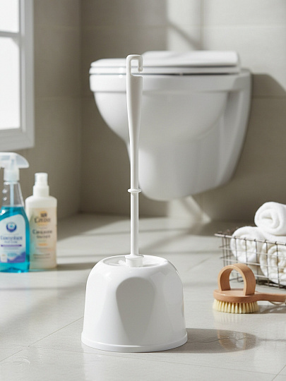 Ерш для туалета Мультипласт, Стандарт, напольный, пластик, белый, MPG961031/962274