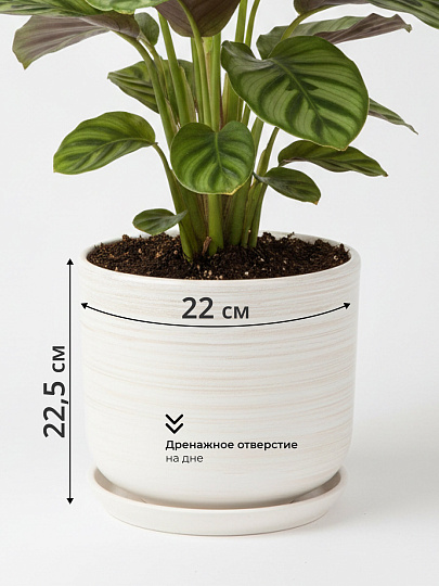 Горшок керамика, 5.6 л, 22х22.5 см, белый, Галактика №5, 008775