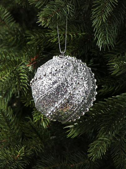 Набор шаров 9 шт, серебро, 8 см, полимер, Y4-9472