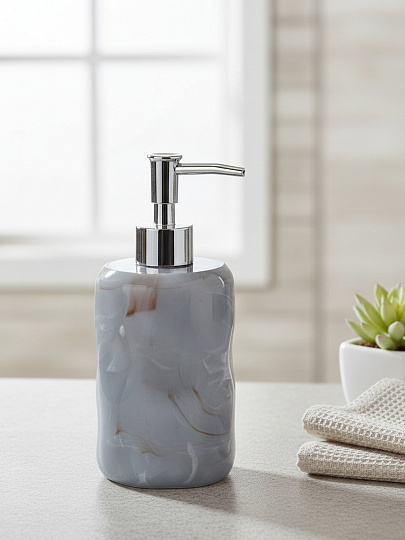 Дозатор для жидкого мыла Гранит сер, полистоун, 7.9x7.9x12/18.2 см, BRE0974AA-LD