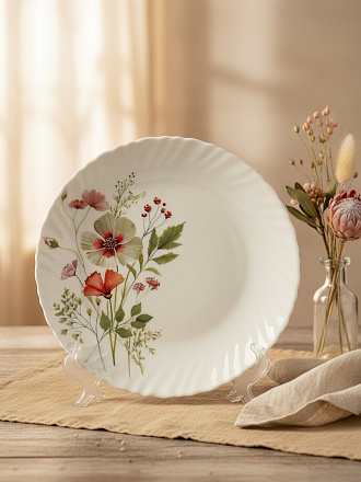 Тарелка десертная, стеклокерамика, 19 см, фигурная, Сухоцветы, МФК, MFK21179