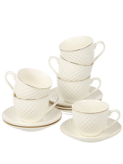 Набор чайный фарфор, 12 предметов, на 6 персон, 230 мл, ТМ Глория, Bonjart, 202338