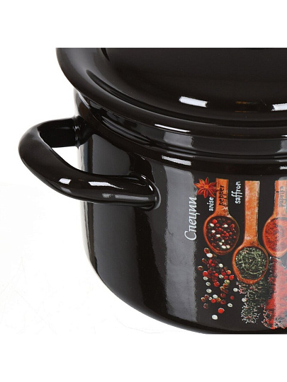 Кастрюля эмалированная сталь, 2 л, крышка сталь, с декором, цилиндрическая, Керченский металлургический завод, Карри, 41704-102/6-У4