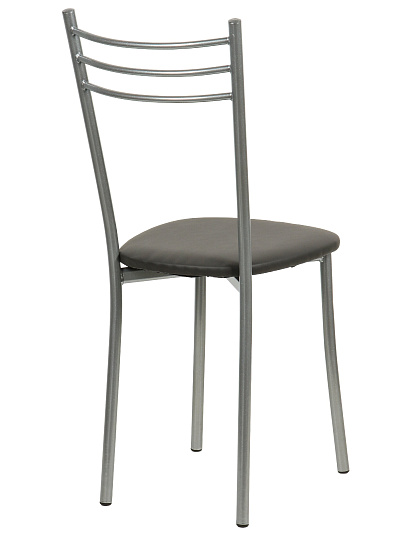 Стул 360х480х450 мм, темно-серый на серебро, овальный, экокожа, на металлических ножках, Бистро