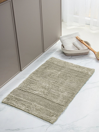 Коврик для ванной хлопок, 0.5Х0.8 м, серая полоса, Silvano, Лиона