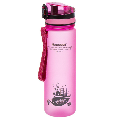 Бутылка питьевая 0.6 л, пластик, красная, Barouge, Active Life, BP-915