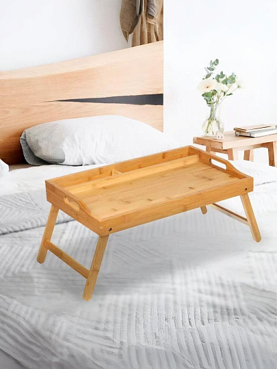 Столик для завтрака бамбук, 50х30х6 см, прямоугольный, ST24050B-2