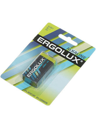 Батарейка Ergolux, 9V (6LR61), Alkaline, щелочная, 9 В, блистер, 11753