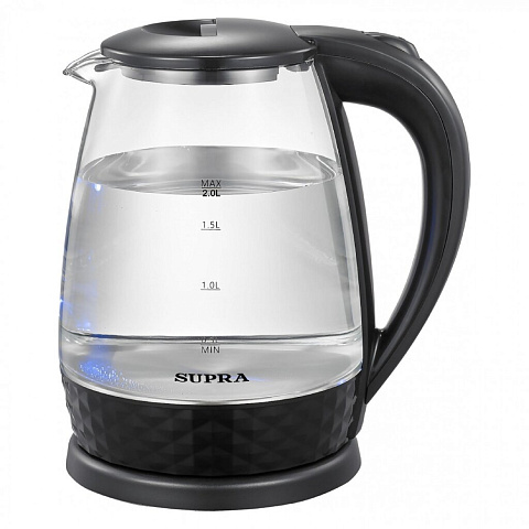 Чайник электрический Supra, KES-2020G, черный, 1.8 л, 1500 Вт, скрытый нагревательный элемент, стекло
