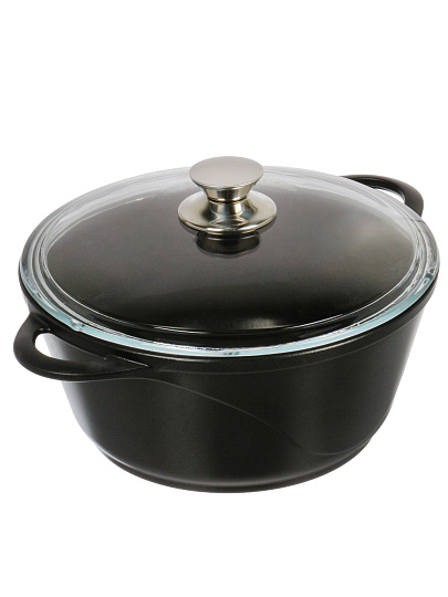 Кастрюля алюминий, антипригарное покрытие, 3 л, крышка стекло, Горница, Классик, к2433а