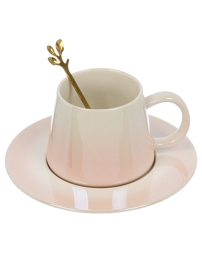 Чайная пара керамика, 3 предмета, на 1 персону, 250 мл, Перламутр омбре, B060510, в ассортименте