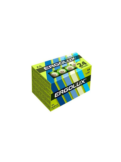 Батарейка Ergolux, АА (LR6, 15A), Alkaline, щелочная, блистер, 24 шт, 14212