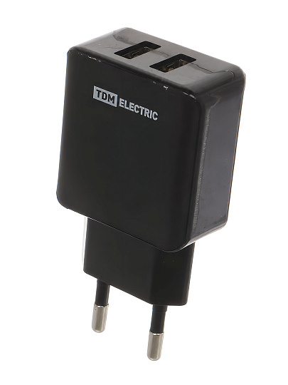 Зарядное устройство TDM Electric, СЗУ 4, 2 разъема, 2.1 А, черное, SQ1810-0021