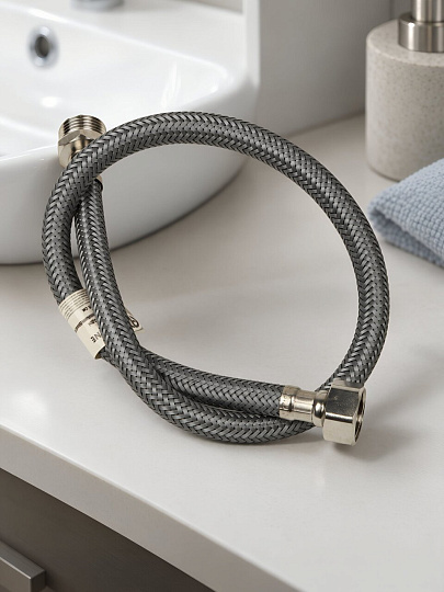 Подводка для воды 1/2"х1 м, г-ш, сталь, полиамид, AquaLine