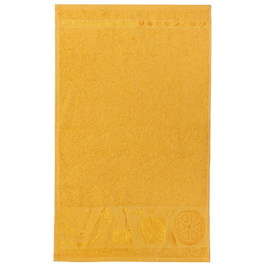 Полотенце кухонное махровое, 35х60 см, 100% хлопок, Вышневолоцкий текстиль, Жаккард Бордюр Фрукты, янтарное, 403, Россия, 00000014104