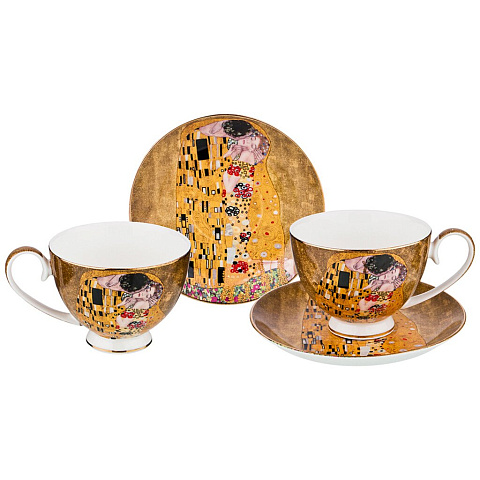 Набор чайный фарфор, 4 предмета, на 2 персоны, 250 мл, Поцелуй золотой, 104-510