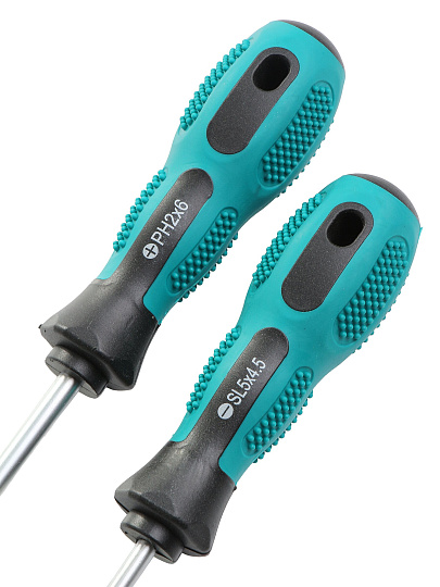 Набор отверток 2 предмета, Bartex, PH2x6, SL5x4.5, двухкомпонентный, блистер