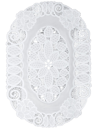 Салфетка для стола ПВХ, 30х46 см, овал, Grace, Лейс, бел, LO-1009U