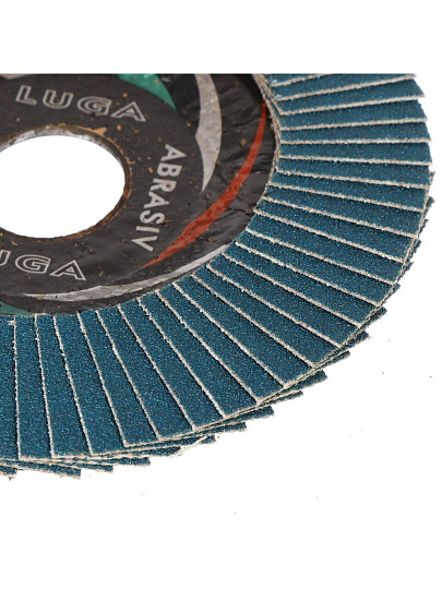 Круг лепестковый торцевой КЛТ2 для УШМ, LugaAbrasiv, диаметр 115 мм, посадочный диаметр 22 мм, зернистость ZK100, шлифовальный