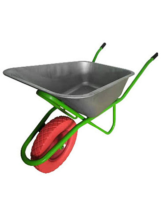 Тачка строительная одноколесная, сталь, 200 кг, 110 л, 0.8 мм, втулка D12 мм, PU 4.00х8, Профи-Супер