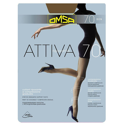 Колготки Omsa, Attiva, 70 DEN, р. 5, daino/загар, поддерживающие шортики