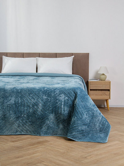 Покрывало евро, 240х260 см, 100% полиэстер, стеганое, Silvano, Runa, серо-голубое