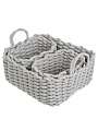 Набор плетеных корзин 3 шт, прямоугольный, плетеный, хлопок, серый, 34х28х15см, 21х14х13см, МП, Y4-8937 - фото 4