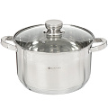 Кастрюля нержавеющая сталь, 4.75 л, крышка стекло, Daniks, Стандарт, SD-422-2, индукция