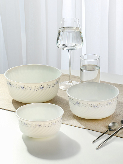 Салатник стеклокерамика, круглый, 3 шт, 9 см, 19, 16, 14 см, 0.5, 0.8, 1.4 л, с крышкой, Эдем, Daniks, W-3X1059/245501