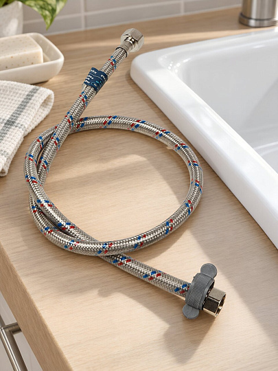 Подводка для воды 1/2"х1 м, г-г, сталь, полимер, Stemix