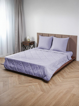 Набор 1.5-спальный, простыня 145х214 см, 1 наволочка 70х70 см, Silvano, поплин, с одеялом 145х215 см, Лаванда