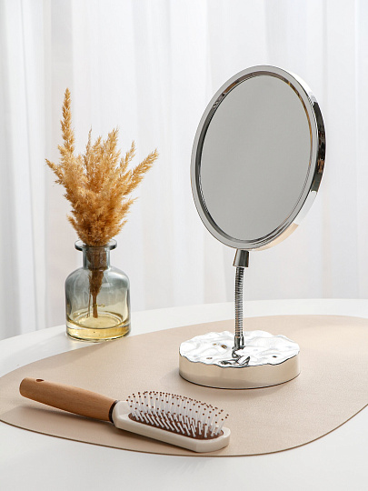 Зеркало настольное, 15.5х31 см, круглое, с серебряной подставкой, A070062