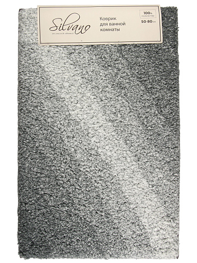 Коврик для ванной, 0.5х0.8 м, микрофибра, серо-графитовые полосы, Silvano, Лиона, полосы