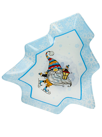 Блюдо стекло в форме елки, 20х16.5 см, Гномик, Daniks