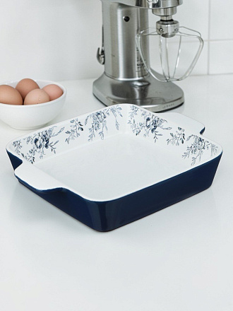 Форма для запекания керамика, 21х26х5 см, квадратная, Millimi, Цветы, 826-009