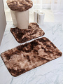 Набор ковриков для ванной и туалета, 3 шт, 0.48х0.78, 0.48х0.40, 0.8х0.42 м, полиэстер, бежево-коричневый, Silvano, Мех, Y4-11485, без рисунка