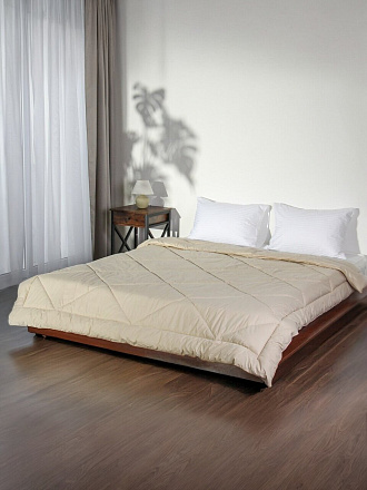 Одеяло 2-спальное, 172х205 см, Овечья шерсть, всесезонное, чехол 100% хлопок, кант, Silvano