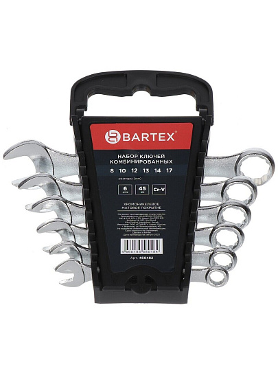 Ключ комбинированный, 6 предметов, Bartex, 8-17 мм, CrV, подвес