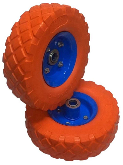 Колесо для тачки полиуретан PU, 4.1/3.5-4, не симметричная ступица, втулка D20 мм, Mawipro